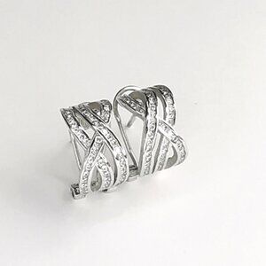 NWT Huggies Sterling Silver CZ hoop earrings omega backs